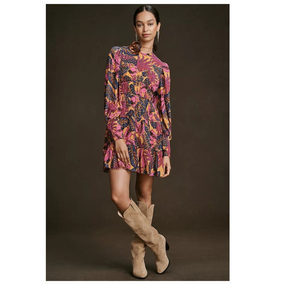 Farm Rio Fruit Dream Long-Sleeve Mini Dress Size Medium - Picture 2 of 16